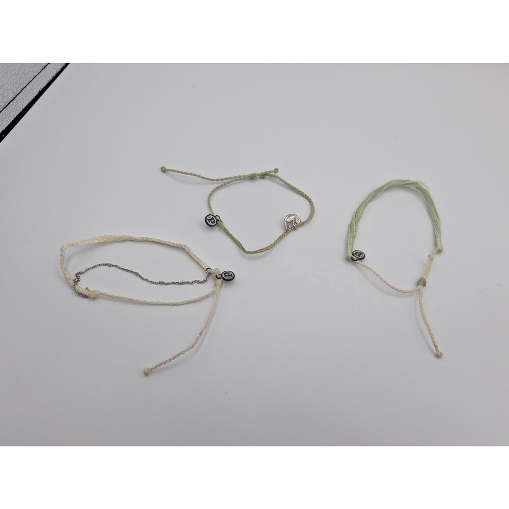 Pura Vida Bracelets Lot of 3 Adjustable String Sloth Charm Cream Green Boho